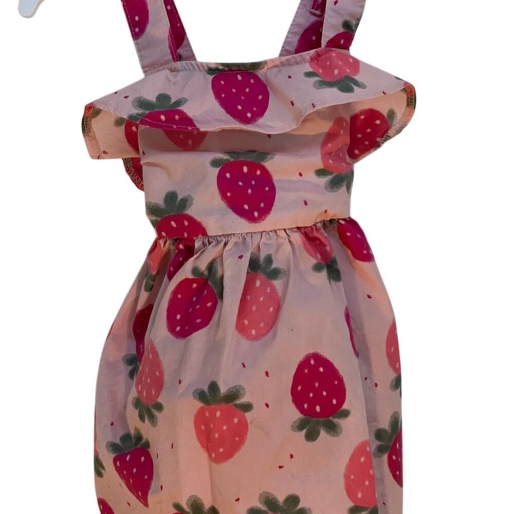 Strawberry Print Pink Ruffle Sundress for Kids